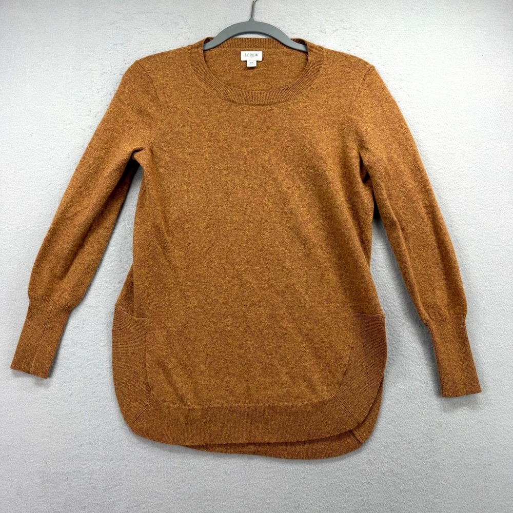 J.CREW Factory Tunic Sweater Women's XS Heather Merino Wool Blend Knit Side Slit